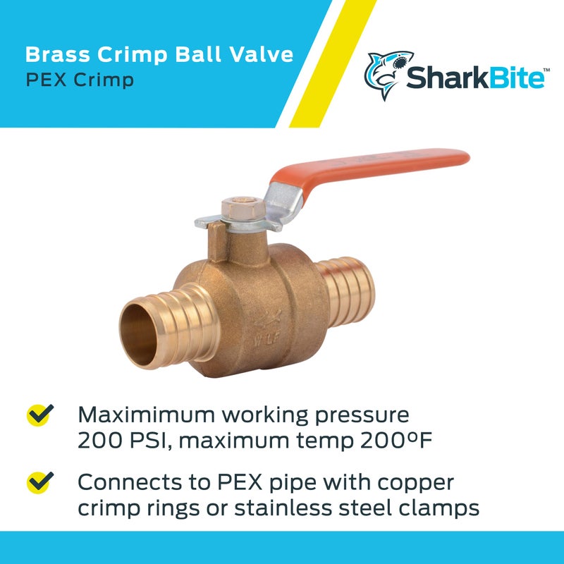SharkBite 1 Inch Crimp Ball Valve, Brass Plumbing Fitting, PEX Pipe, PE-RT, 22463LFA - Image 4
